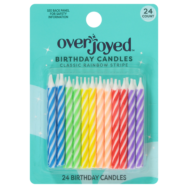 Overjoyed Birthday Candles, Classic Rainbow Stripe