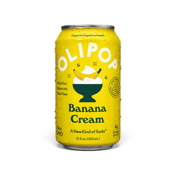 OLIPOP 9g Fiber Prebiotic Soda, Banana Cream, Refrigerated Same