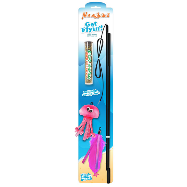 Meowijuana Get Flyin' Jiggly Jellyfish Refillable Catnip Teaser Toy