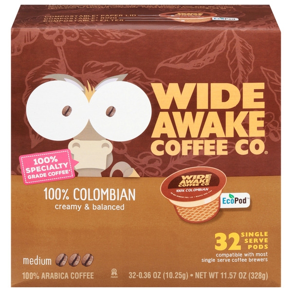 Wide Awake Medium Roast 100% Colombian 100% Arabica Coffee Single