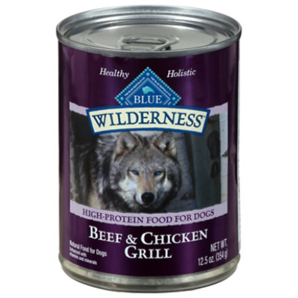 Blue Buffalo Wilderness High Protein, Natural Adult Wet Dog Food, Beef & Chicken Grill