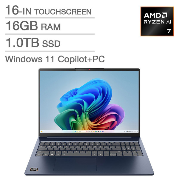 Lenovo IdeaPad Slim 5 Copilot+ PC 16" Touchscreen Laptop With AMD Ryzen AI 7 350, 16GB RAM & 1TB SSD