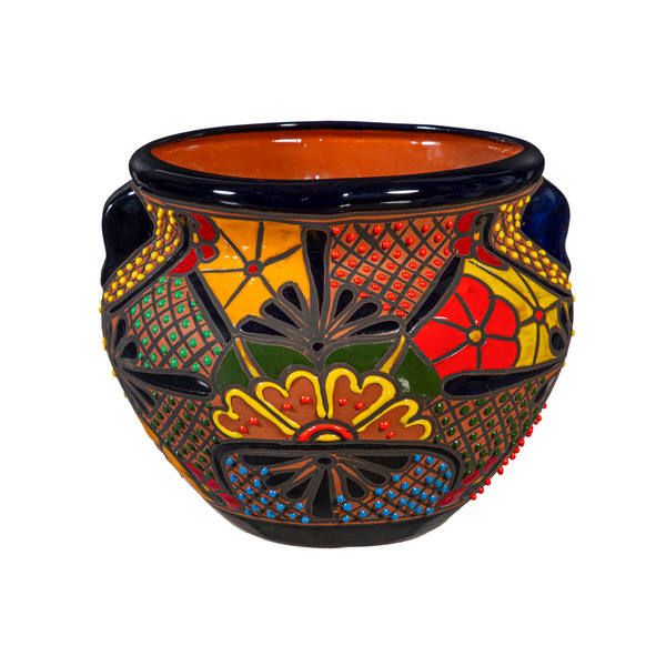 Style Selections 12.0-in W x 12.0-in L x 10-in H Multi-color Clay Urn Indoor Planter