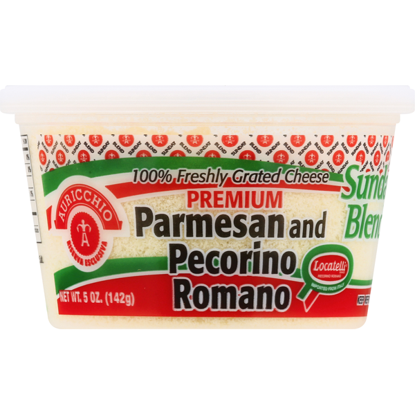 Auricchio Grated Cheese, Premium, Parmesan and Pecorino Romano, Sunday