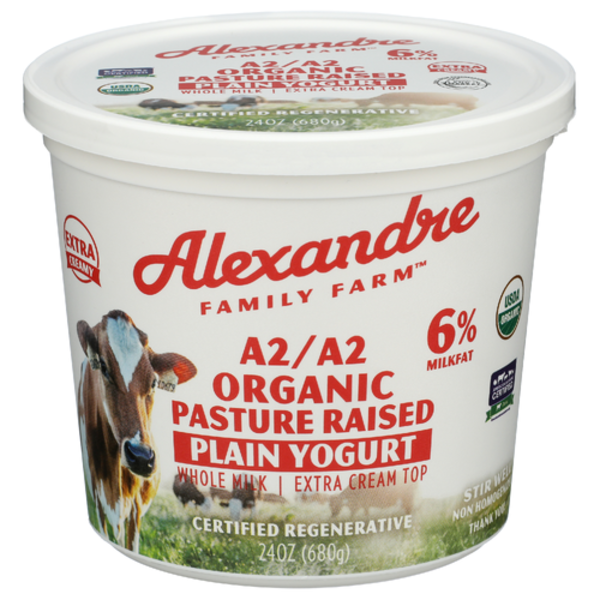 Alexandre Family Farms Organic Plain A2/A2 Yogurt Extra Cream Top Whole Milk Yogurt