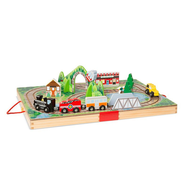 Melissa & Doug Wooden Take-Along Railroad Set