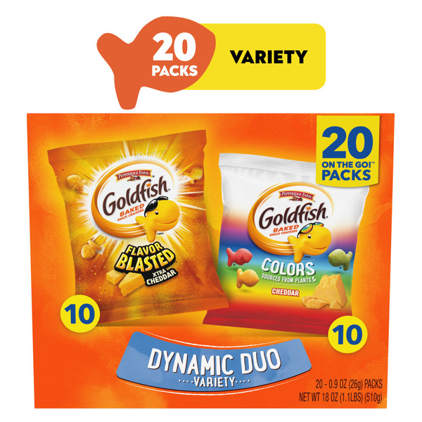 Pepperidge Farm Goldfish Colors Cheddar and Flavor Blasted Xtra Cheddar Crackers