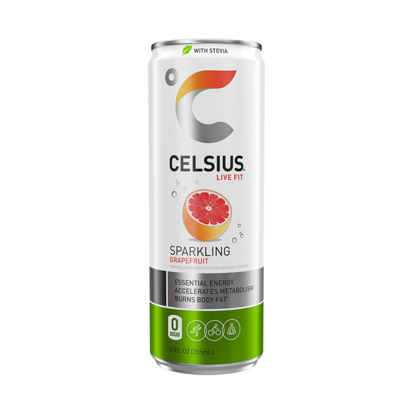 Celsius Sparkling, Grapefruit, Energy Drink Sweetened With Stevia