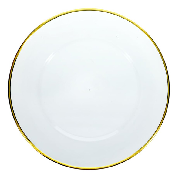 Clear Charger Plate With Gold Rim Same-Day Delivery Dollar Tree