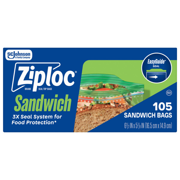 Ziploc Sandwich Bags with EasyGuide™ Texture, Grip 'n Seal
