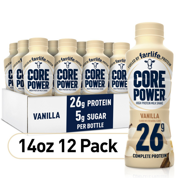 Core Power 26G, Vanilla, 14 fl oz Plastic Bottle, 12 Units/Case