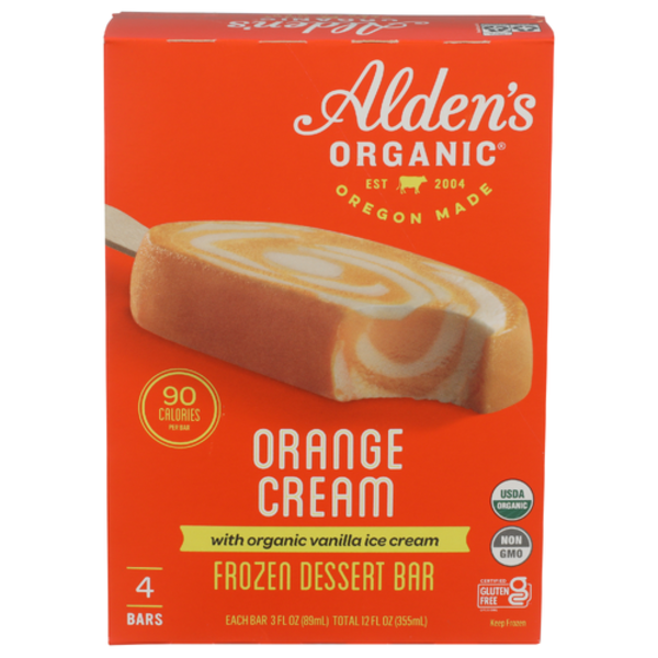 Alden's Organic Orange Cream Ice Cream Bars 4 Pack