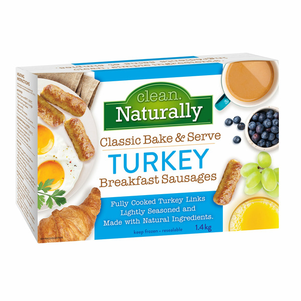 Clean Naturally Classic Bake & Serve Turkey Breakfast Sausages