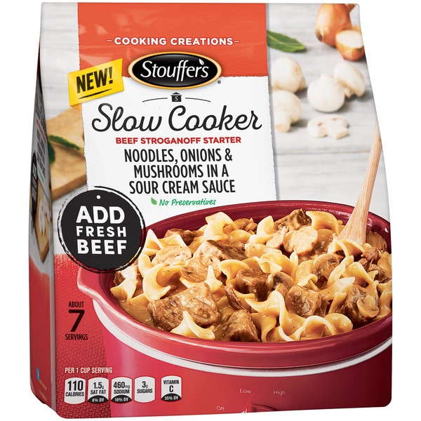 Stouffer's Slow Cooker Noodles, onions & mushrooms in a sour cream sauce Beef Stroganoff Starter