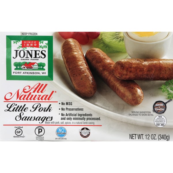 Jones Dairy Farm Sausages, All Natural, Little Pork (12 oz) from Mollie Stone's Markets Instacart