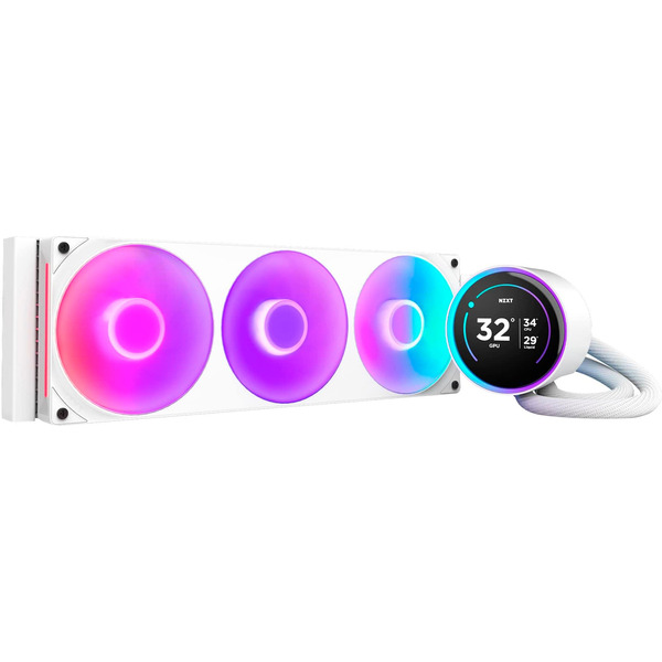 NZXT Kraken Elite RGB 2024 Radiator 1x Single-Frame RGB Core Fan Liquid Cooler With 2.72" 60FPS Display - White