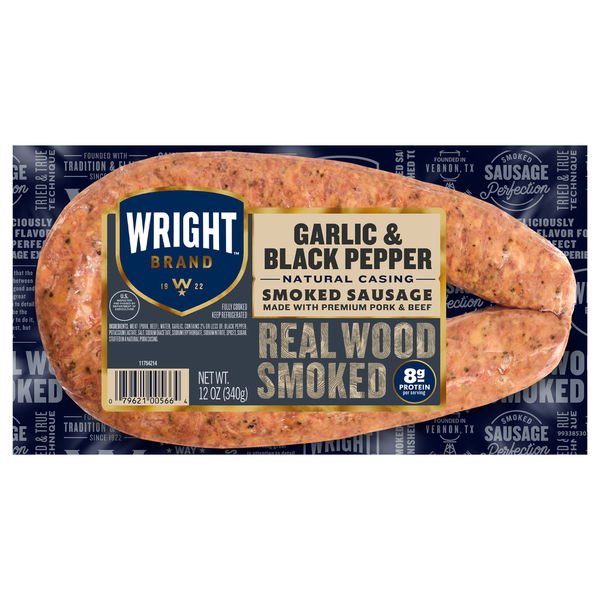 Wright Smoked Garlic & Black Pepper Sausage