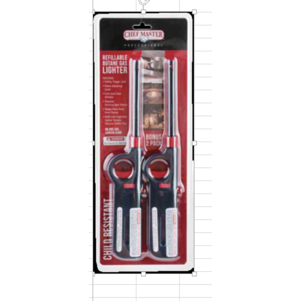 Chef Master - Refillable Butane Lighters, 2-pack