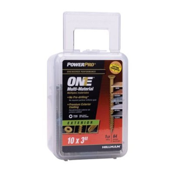 Hillman #10 x 3 in. Power Pro ONE Flat Exterior Multi-Material Screws, Bronze, 64-Pack