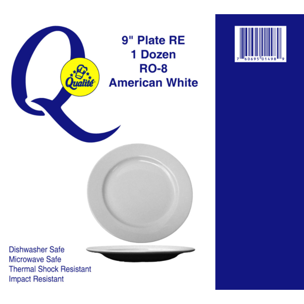 Qualite - 9" American White Plate RE - 1 Dz