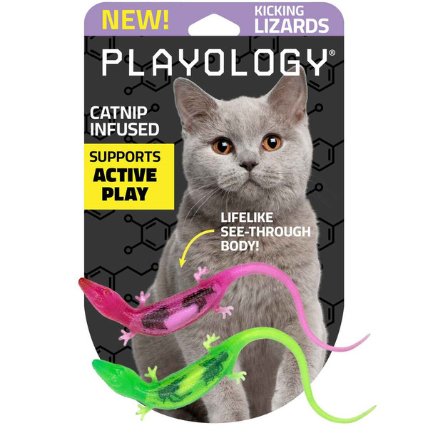 Playology Lizards With Bugs Cat Toys - Green