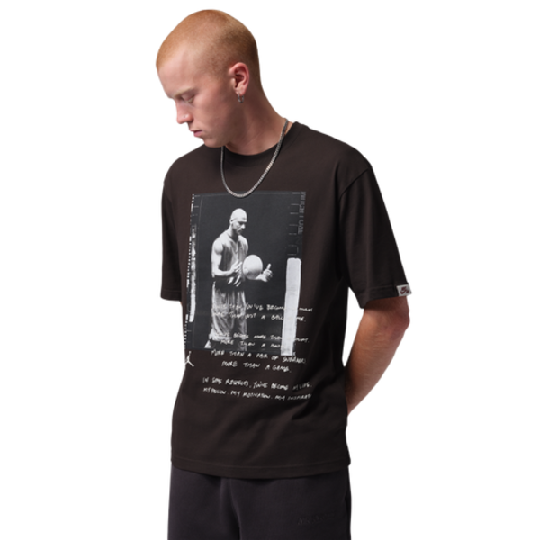 Jordan Men's Brooklyn 85 Short Sleeve Photo Crew, S - Brown/Brown