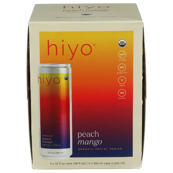 Hiyo Organic Peach Mango Functional Seltzer 4 Pack Same-Day