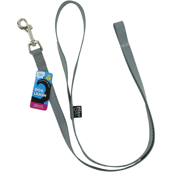 Play On Basic Leash, 5/8 in x 4 ft - Charcoal