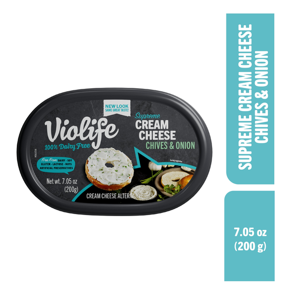Violife Supreme Cream Cheese Chives & Onion, Dairy-Free Vegan Same