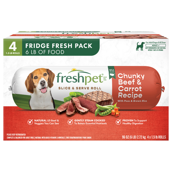 Freshpet Adult Slice & Serve Roll Chunky Beef & Carrot Recipe Dog Food