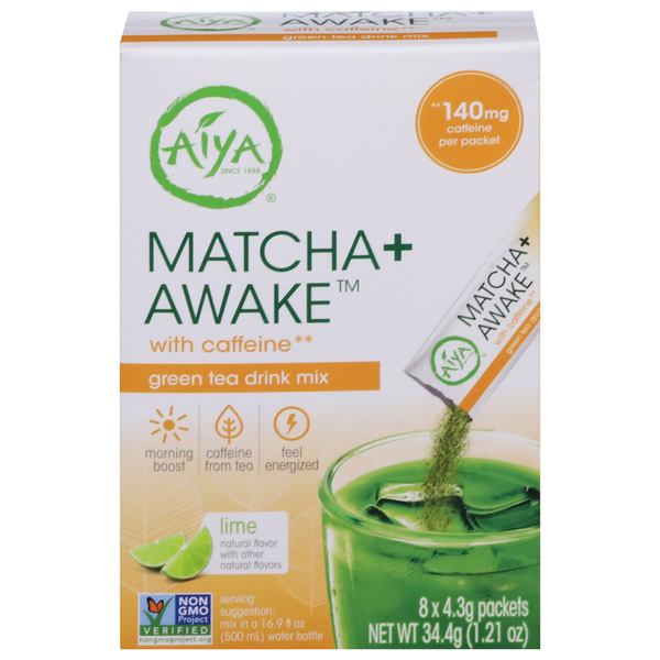 Aiya Green Tea Drink Mix, Lime, Matcha + Awake