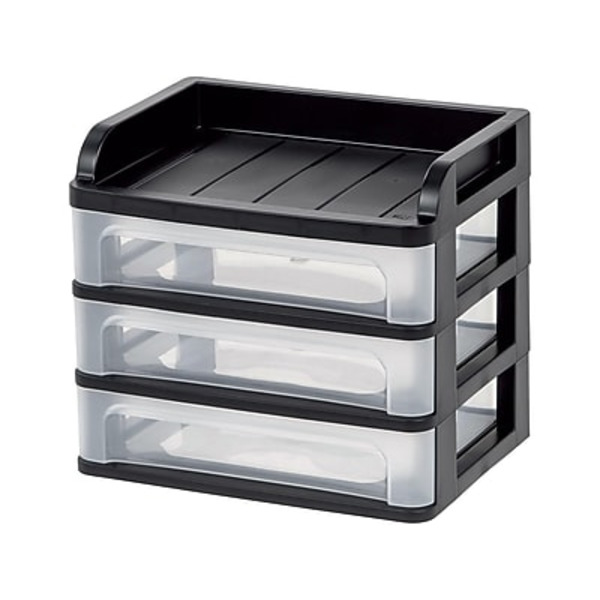 Iris Medium Black Desktop 3 Drawer Organizer