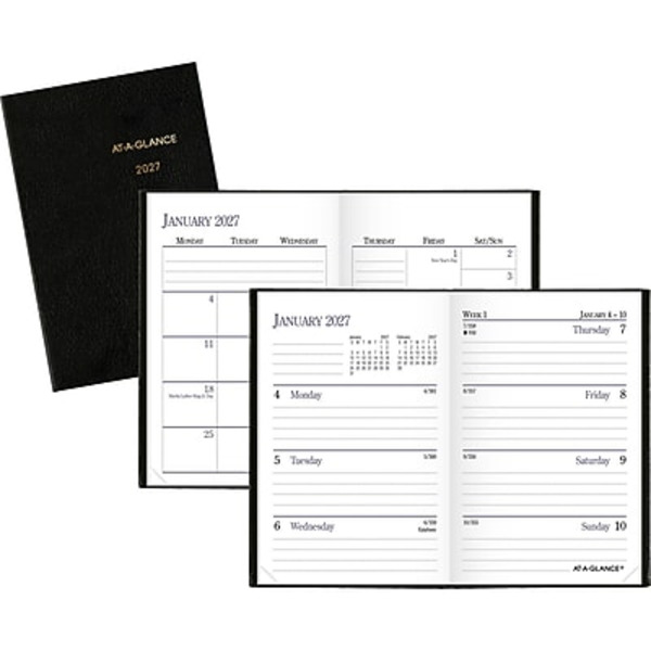 AT-A-GLANCE 2027 Fine Diary 2.75 x 4.25 Weekly & Monthly Planner - Black
