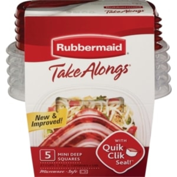 RUBBERMAID TAKEALONGS 2.1 CUP MINI DEEP SQUARE PACK OF 5 NEW