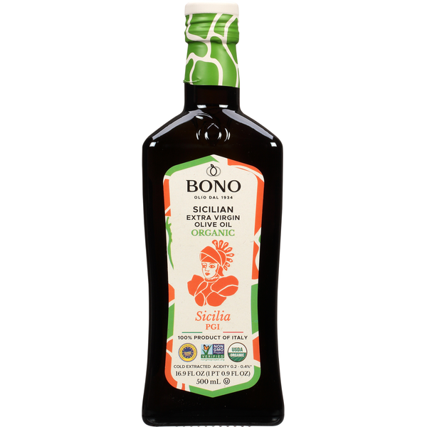邦楽 OLIVE OIL - Big Silhouette Bono Olive Oil, Organic, Extra Virgin, Sicilian Same-Day