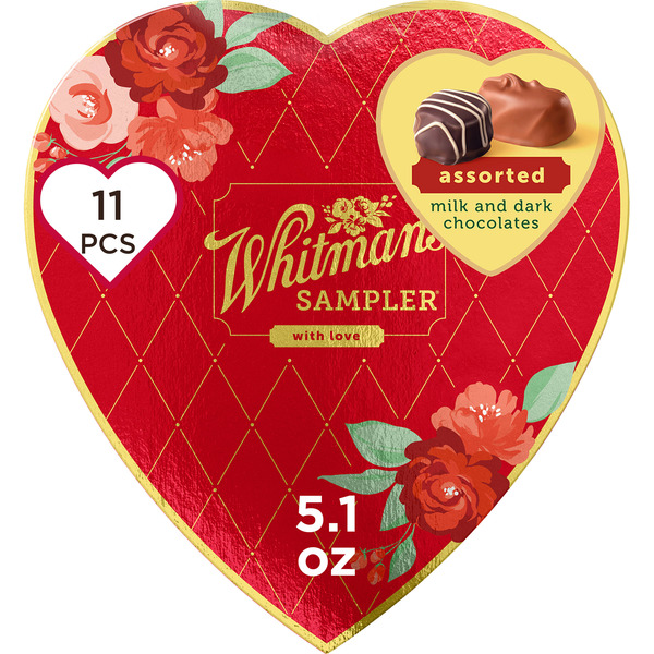 Whitman's Sampler Valentine's Day Red Floral Heart Assorted Milk