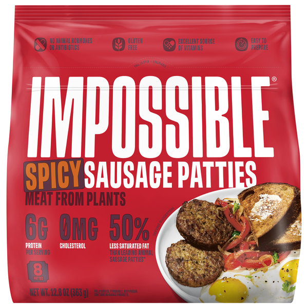 Impossible Spicy Sausage Patties Meat from Plants