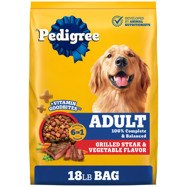 Pedigree Complete Nutrition Adult Dry Dog Food Steak & Vegetable Flavors, 18 lb. Bag