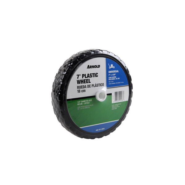 Arnold 7" x 1.50" Diamond Tread Plastic Offset Hub Wheel