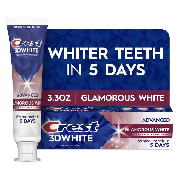 Crest 3DWhite Advanced Toothpaste, Glamorous White Same-Day