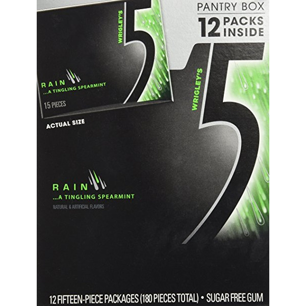 Wrigley's 5 - Sugar free Spearmint Rain Gum - 12/15 pcs