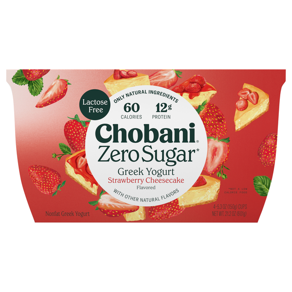 Chobani Zero Sugar Nonfat Strawberry Cheesecake Flavored Greek