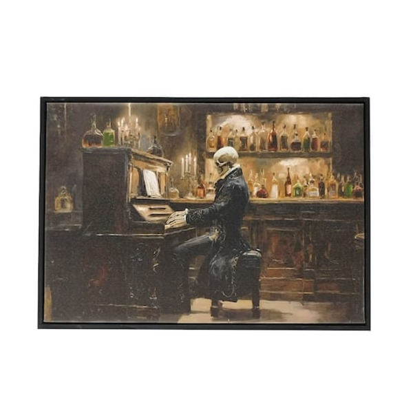 Ashland Skeleton with Piano Canvas Wall Décor
