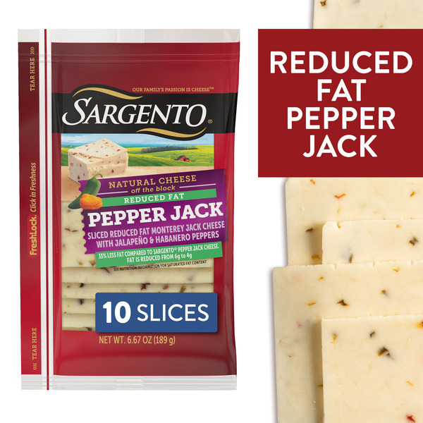 Sargento Reduced Fat Pepper Jack Natural Sliced Cheese, 10 slices