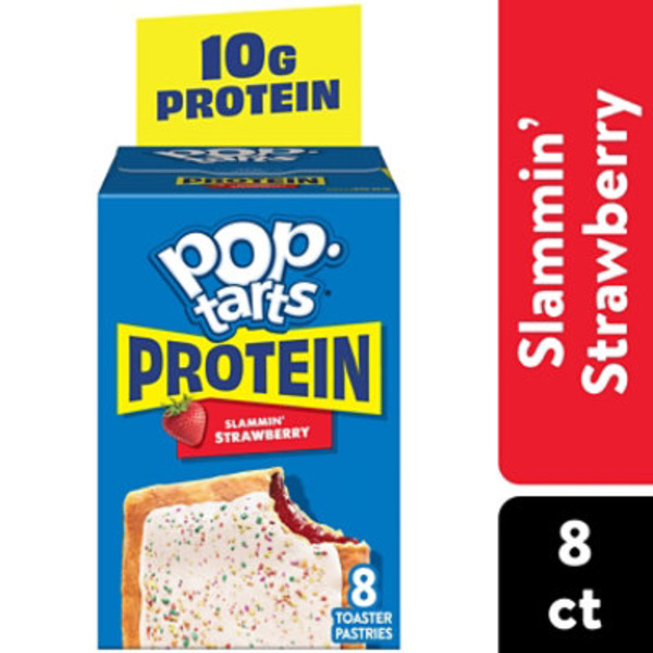 Pop-Tarts Protein Slammin' Strawberry Toaster Pastries, 10g Protein, 8 Count