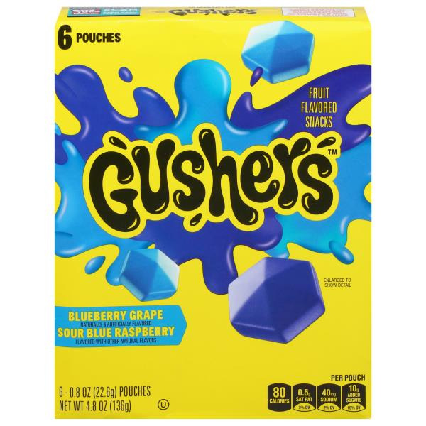 Gushers Blueberry Grape and Sour Blue Raspberry Fruit Flavored Snacks ...
