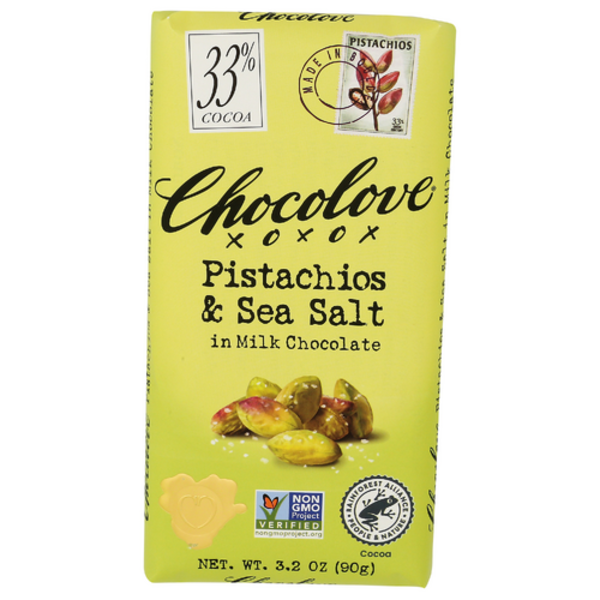 Chocolove Pistachios & Sea Salt Milk Chocolate Bar