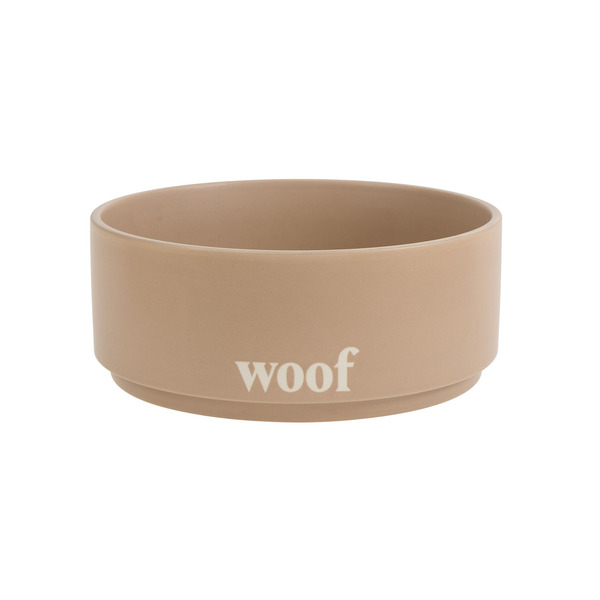 Top Paw Woof Ceramic Dog Bowl - Tan