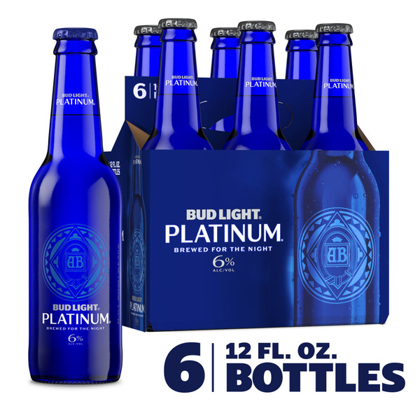Bud Light Platinum American Lager Beer 6 Pack, 12 Fl Oz Bottles