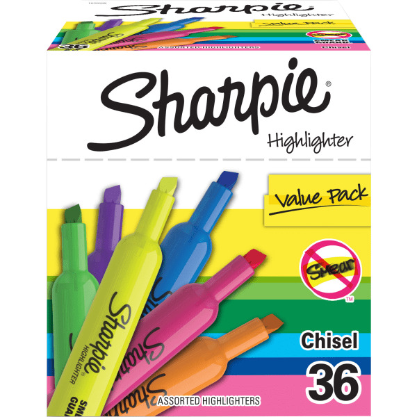 Sharpie 2133496 Assorted Inks Chisel Tip Tank Highlighters
